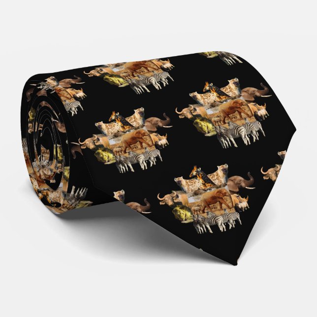 Elephant Calf und Mama Wildlife Frame Tie Krawatte (Gerollt)