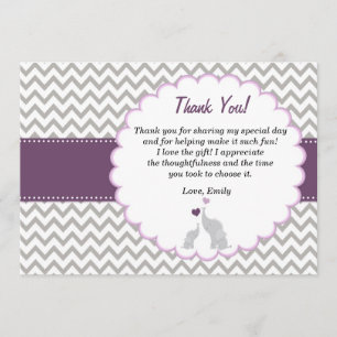 Eléphant Carte de remerciements Baby Girl Shoe Pur