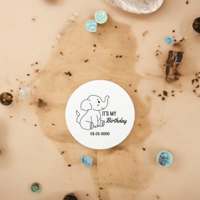 Elephant Cartoon Runder Aufkleber (Baby Elephant party theme sticker,birthday party sticker,gift pack,envelope,return gift sticker)