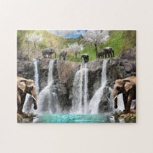 Elephant Cascade 2 Easy Cerveau Art Puzzle Photo (Horizontal)