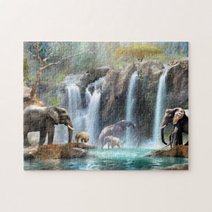 Elephant Cascade 3 Photo Puzzles Internet Jigsaw