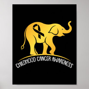 Elephant Childhood Cancer Awareness Ribbon Krieger Poster