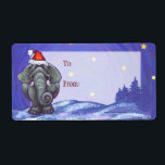Elephant Christmas<br><div class="desc">Animal Parade Festival Elephant Weihnachtsgeschenke und Accessoires zeigen unser lustiges Kunstwerk eines niedlichen Elefanten, der in einer roten Weihnachtsmannmütze stehend in einer verschneiten Landschaft gegenüber einem von unserem talentierten Kinderbuch-Illustrator Traci Van Wagoner gemalten dunkelblauen Sternenhimmel verziert ist. Auf der Rückseite dieser lustigen Tiergeschenke finden Sie auch unseren skurrilen Elefanten vom...</div>