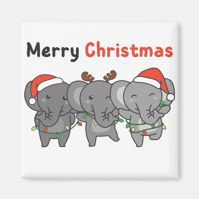 Elephant Christmas Animals Elephants Merry Magnet (Vorne)