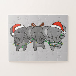 Elephant Christmas Animals Niedlich Jigsaw P