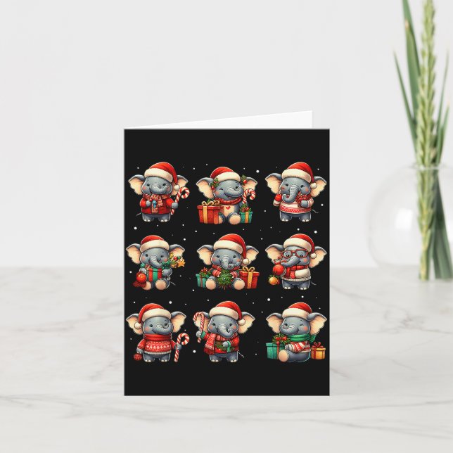 Elephant Christmas Funny Elephant Lover Pajama Men Karte (Vorderseite)