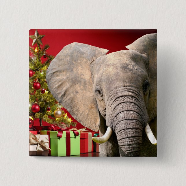 Elephant Christmas Greetings Button (Vorderseite)