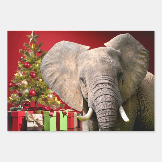Elephant Christmas Greetings Geschenkpapier Set (Vorderseite)