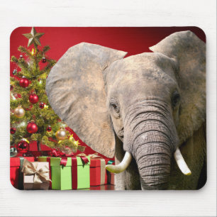 Elephant Christmas Greetings Mousepad