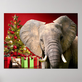 Elephant Christmas Greetings Poster