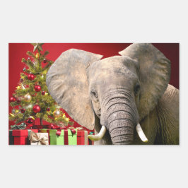 Elephant Christmas Greetings Rechteckiger Aufkleber