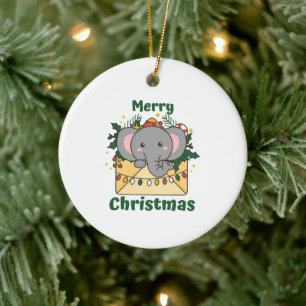 Elephant Christmas Letter Winter Animals Elephants Keramik Ornament