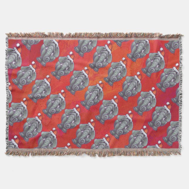 Elephant Christmas on Red Decke (Vorderseite)