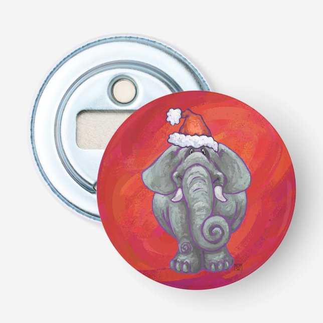 Elephant Christmas on Red Flaschenöffner (Vorderseite)