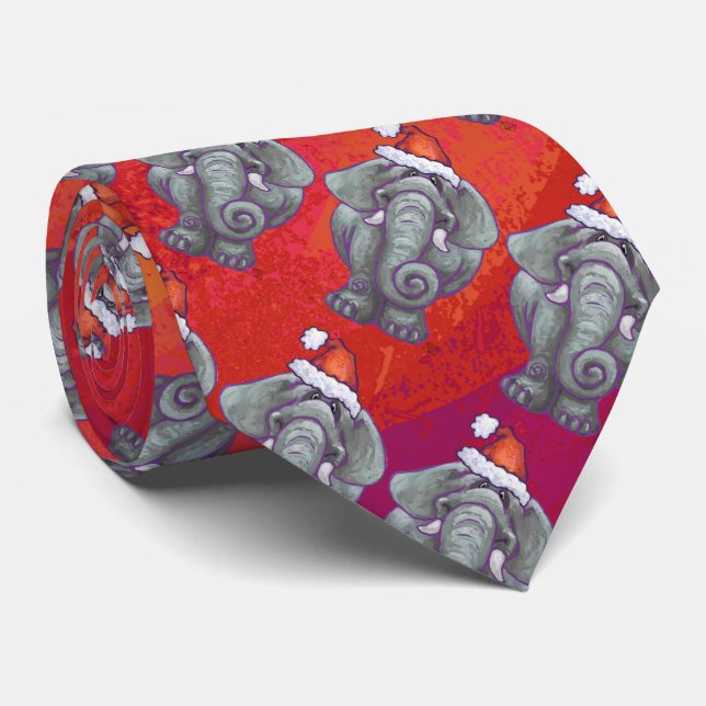 Elephant Christmas on Red Krawatte (Gerollt)
