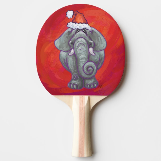 Elephant Christmas on Red Tischtennis Schläger (Vorderseite)