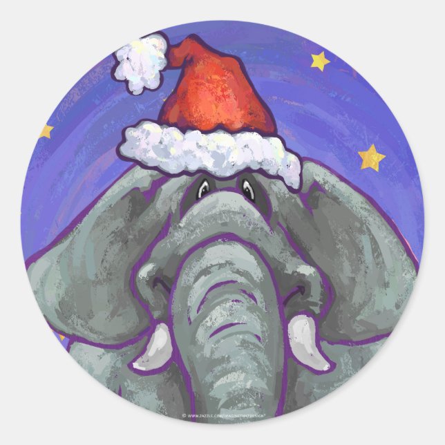 Elephant Christmas Runder Aufkleber (Vorderseite)