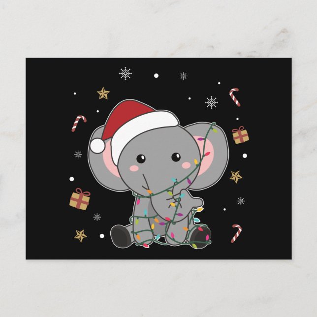 Elephant Christmas Snow Winter Animals Elephants P Postkarte (Vorderseite)