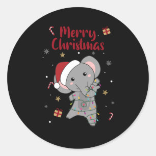 Elephant Christmas Snow Winter Animals Elephants Runder Aufkleber