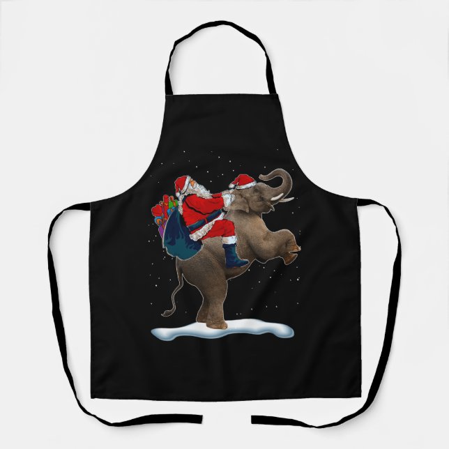 Elephant Christmas Tree Light Hat Xmas Santa Ridin Schürze (Vorderseite)