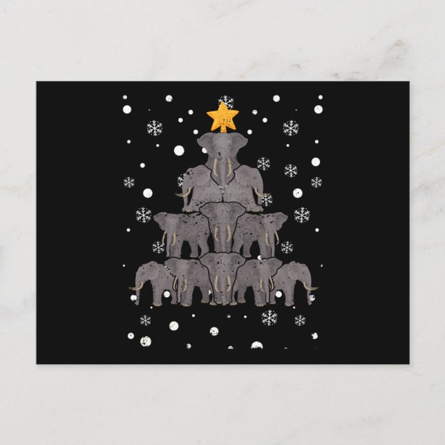 Elephant Christmas Tree Safari Animal Lover Xmas Postkarte (Vorderseite)