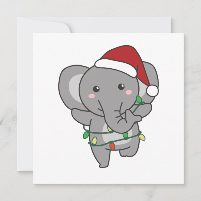 Elephant Christmas Winter Animals Elephants Einladung (Vorderseite)