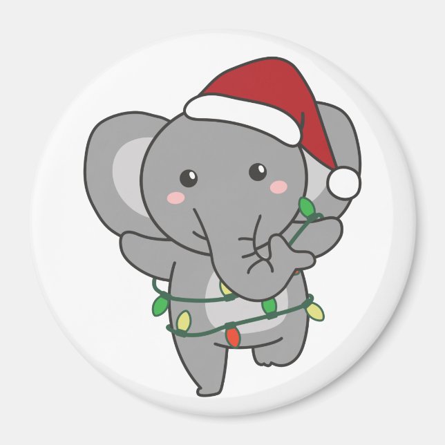 Elephant Christmas Winter Animals Elephants Magnet (Vorne)