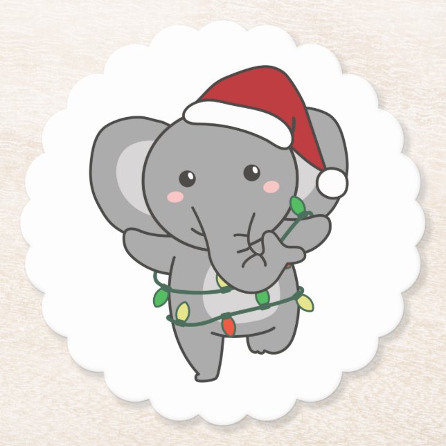 Elephant Christmas Winter Animals Elephants Untersetzer (Vorderseite)
