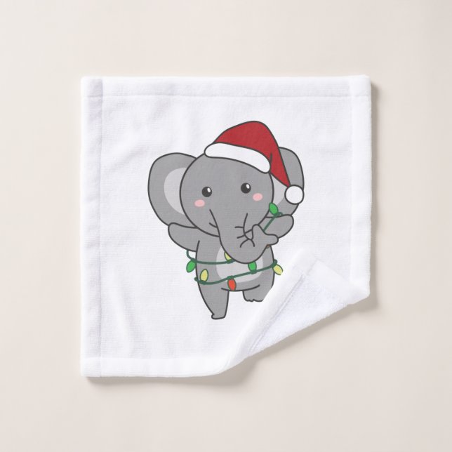 Elephant Christmas Winter Animals Elephants Waschlappen (Waschlappen)