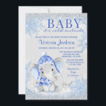 Elephant Christmas Winter Baby Shower Einladung<br><div class="desc">Junge Elefanten Winter Baby Dusche Einladungen mit bezauberndem Wasserfarbelefant mit niedlichem Hut und Schal auf einem hübschen blauen Schnee Winterwunderland Hintergrund. Dieses Baby ist kalt außerhalb der Baby Dusche Einladung ist leicht personalisiert für Ihre Veranstaltung, indem Sie einfach den Text Ihrer Wahl. Sie können auch die Hintergrundfarbe auf der Vorder-...</div>