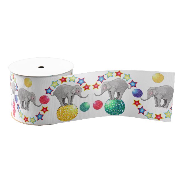 Elephant Circus Stars Muster Ripsband (Spule)