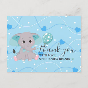 Elephant Coeurs Bleus Ballons Cartes de remercieme