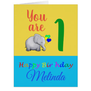 Eléphant coloré personnalisé Premier poème d'anniv