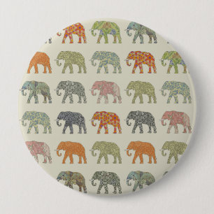 Elephant Colorful Animal Pattern Button