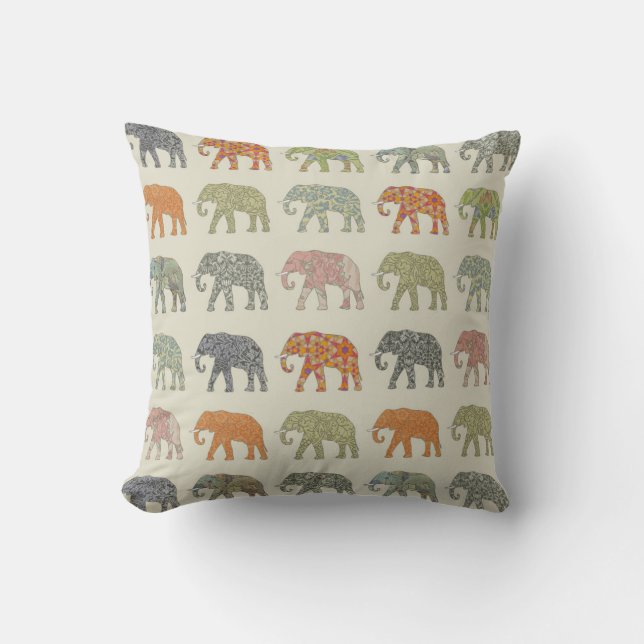 Elephant Colorful Animal Pattern heute Kissen (Vorderseite)
