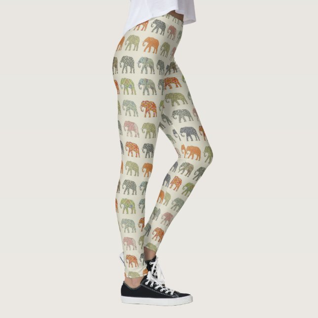Elephant Colorful Animal Pattern heute Leggings (Rechts)