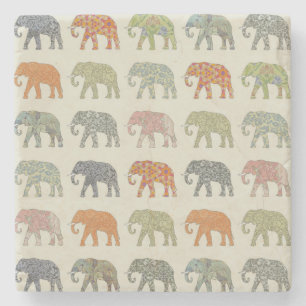 Elephant Colorful Animal Pattern heute Steinuntersetzer