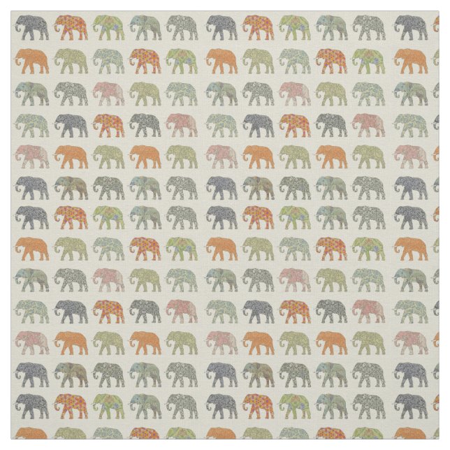 Elephant Colorful Animal Pattern heute Stoff (Muster)