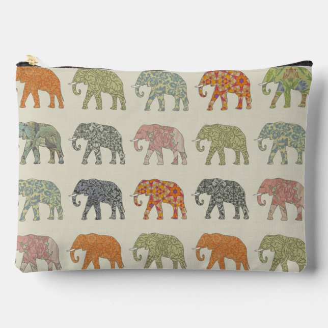 Elephant Colorful Animal Pattern heute Zubehörtasche (Vorderseite)
