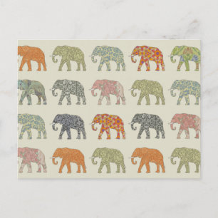 Elephant Colorful Animal Pattern Postkarte