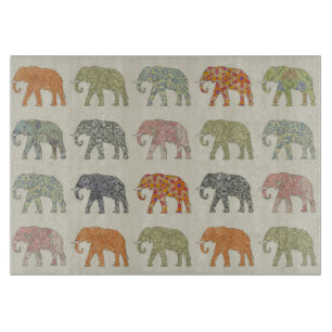 Elephant Colorful Animal Pattern Schneidebrett