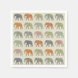 Elephant Colorful Animal Pattern Serviette