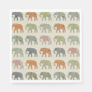 Elephant Colorful Animal Pattern Serviette