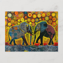 Elephant Couple mit Sonnenblumen Feiertagspostkarte