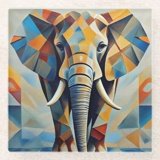 Elephant Cubism Animal Untersetzer (Vorderseite)