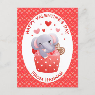 Elephant cupcake Kids Valentine Carte postale