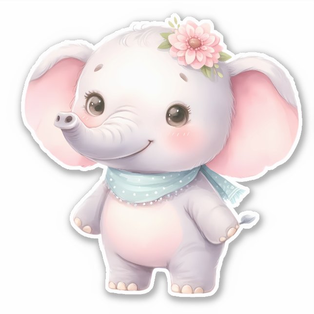 Elephant Custom Cut Scrapbooking Sticker (Vorderseite)