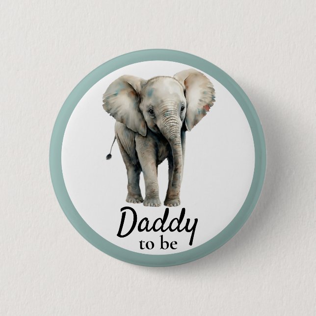 Elephant Daddy Baby Shower Gray Button (Vorderseite)
