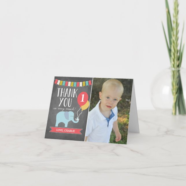 Éléphant d'âge personnalisé | Carte de remerciemen (Devant)