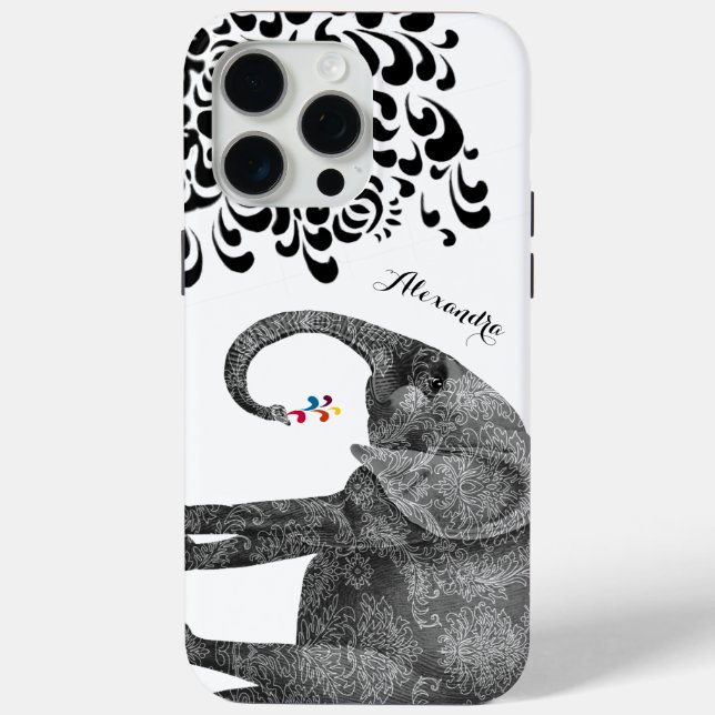 Eléphant Damask iPhone 6 coque personnalisé (Verso)